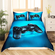 Load image into Gallery viewer, Kids Games Comforter Cover Set, Teens Gamepad Bedding Set, Modern VR Gamer Duvet Cover for Boys Youth Girls, Player Gaming Joystick Quilt Cover Bedroom Decor, Blue (EAN: 9011803479888)
