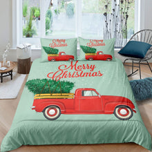 Load image into Gallery viewer, Christmas Duvet Cover Set Red Car Printed Bedding Set Christmas Tree and Snow Floral Pattern Comforter Cover for Kids Teens,Boys Girls