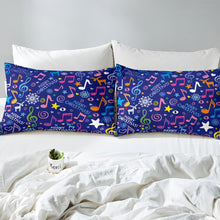 Load image into Gallery viewer, Music Bedding Set Christmas Print Duvet Cover Navy Blue Decorative Comforter Cover for Kids Boys Girls Teens with Zipper Closure 1 Duvet Cover and 1/ 2 Pillow Cases