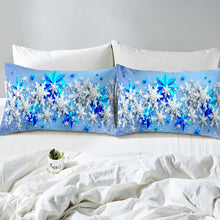 Load image into Gallery viewer, Kids Gift Snowflake Comforter Cover Christmas Snow Pattern Winter Inspired Freezing Girls Princess Decorative 2/3 Pieces Bedding Set (1 3D Printed Duvet Cover Set And 1/2 Pillow Shams) Pastel Blue