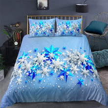 Load image into Gallery viewer, Kids Gift Snowflake Comforter Cover Christmas Snow Pattern Winter Inspired Freezing Girls Princess Decorative 2/3 Pieces Bedding Set (1 3D Printed Duvet Cover Set And 1/2 Pillow Shams) Pastel Blue