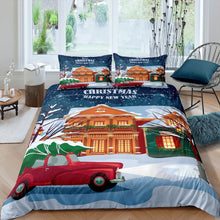 Load image into Gallery viewer, Christmas Theme Comforter Cover Snow House Christmas Tree Pattern Quilt Cover Cartoon Car Winter Scene Bedding Set For Kids Boys Girls 1 Duvet Cover With 1 or 2 Pillow Cases DE USTwin Full Queen King Size