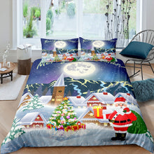 Load image into Gallery viewer, Christmas Theme Comforter Cover Santa Claus Christmas Tree Pattern Quilt Cover Cartoon Snow House Winter Scene Bedding Set For Kids Boys Girls 1 Duvet Cover With 1 or 2 Pillow Cases AU Single Double Queen King Size