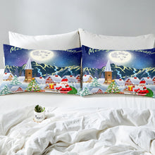 Load image into Gallery viewer, Christmas Theme Comforter Cover Santa Claus Christmas Tree Pattern Quilt Cover Cartoon Snow House Winter Scene Bedding Set For Kids Boys Girls 1 Duvet Cover With 1 or 2 Pillow Cases AU Single Double Queen King Size