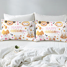 Load image into Gallery viewer, Birthday Gift Kids Comforter Cover Nursery,Cartoon Animals Bedding Set Girls Boys Zoo Cute Happy Party Birthday Present Monkey Rabbit Bear Fox AU DE Single Double UK US Queen King Size With Corner Ties And Zipper Closure