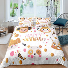 Load image into Gallery viewer, Birthday Gift Kids Comforter Cover Nursery,Cartoon Animals Bedding Set Girls Boys Zoo Cute Happy Party Birthday Present Monkey Rabbit Bear Fox AU DE Single Double UK US Queen King Size With Corner Ties And Zipper Closure