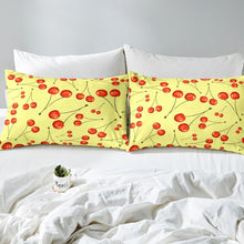 Load image into Gallery viewer, Fruit Comforter Cover,Cherry Bedding Set For Girls Kids Child Nursery Teens Youth,Fruit Pie Yellow Background Girly Bedromm Bedspread Quilt Cover,Decor 3 Pcs Duvet Cover King