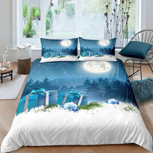 Load image into Gallery viewer, Christmas Theme Duvet Cover For Kids Boys Girls Children Smoky Mountain Pattern Comforter Cover Blue And White Cozy Ultra Soft Bedding Set With Corner Ties And Pillowcase US Twin Full UK Queen King AU DE Single Double Size