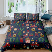 Load image into Gallery viewer, Kids Christmas Comforter Cover Flowers Wreath Print Bedding Set For Boys Girls Children Car Trees Stars Pattern Brushed Bedspread Cover US Twin Full Queen King Size Including Duvet cover and pillowcase