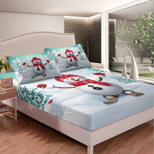 Load image into Gallery viewer, Snowman Bedding Set Twin Size Nursery Xmas Gift Bed Sheet Set For Kids Little Child Girls,Christmas Theme Fitted Sheet Toddler Baby Cute Lovely Pattern Gift ,Decor 2 Pcs Ultra Soft Bed Cover