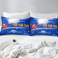 Load image into Gallery viewer, Christmas Bed Sheet Set for Kids Boys Girls Teens Santa Claus Snowflake Winter Blue Fitted Sheet Soft Warm Microfiber Bed Cover Decor 2Pcs Bedding With 1 Pillowcase Twin