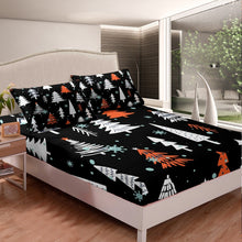 Load image into Gallery viewer, Christmas Tree Pattern Bed Sheet Set Christmas Theme Snowflake Printed Fitted Sheet For Boys Bedroom Kids Child Xmas Gifts Bedding Set Funny Decor 3 Pcs Full Size