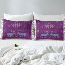 Load image into Gallery viewer, Kid Christmas Bedding Set Elk Sheet Set Purple Fitted Sheet Pixel Snowflake Bed Cover With Deep Pocket Winter Room Decoration(1 Fitted Sheet 1 Pillow Case) Twin XL Full Queen Size