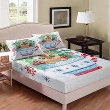 Load image into Gallery viewer, Kid Cartoon Cat Sheet Set Christmas Fitted Sheet Palm Leaves Bedding Set Tropical Leaves top sheet Stain Resistant Bedclothes 1 Fitted Sheet With 1 Pillow Case Twin XL Full Queen Size