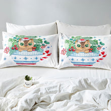 Load image into Gallery viewer, Kid Cartoon Cat Sheet Set Christmas Fitted Sheet Palm Leaves Bedding Set Tropical Leaves top sheet Stain Resistant Bedclothes 1 Fitted Sheet With 1 Pillow Case Twin XL Full Queen Size