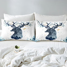 Load image into Gallery viewer, Elk Sheet Set Deer Head Fitted Set 2 or 3 PCS Twin XL Full Queen Size Christmas Bedding Set Leaves Branches Winter Print Bottom Sheet For Kid Adult With Deep Pocket Breathable Bedclothes
