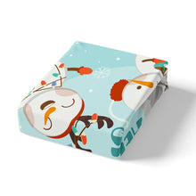 Load image into Gallery viewer, Kid Christmas Sheet Set Cartoon Snowman Fitted Sheet Winter bottom sheet Teal Snowflake Print Bedding Set Dorm Room Decoration(1 Fitted Sheet 1 Pillow Case) Twin XL Full Queen Size