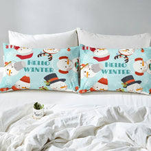 Load image into Gallery viewer, Kid Christmas Sheet Set Cartoon Snowman Fitted Sheet Winter bottom sheet Teal Snowflake Print Bedding Set Dorm Room Decoration(1 Fitted Sheet 1 Pillow Case) Twin XL Full Queen Size