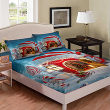 Load image into Gallery viewer, Kids Christmas Fitted Sheet Full Queen Twin TwinXL Size Xmas Tree Family Style Bedding Set Snowy Winter Art Sheet Set For Boys Girls Children Teens Santa Claus Top Sheet Wrinkle Bedroom Decor