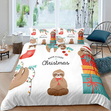 Load image into Gallery viewer, Sloth Bedding Set Cute Animal Pattern Comforter Cover for Kids Boys Girls Teens Ultra Soft Cartoon Sloth Duvet Cover Breathable Christmas Themed Bedspread Cover With Pillowcase US Twin Full Queen King Size Bedclothes 2/3Pcs