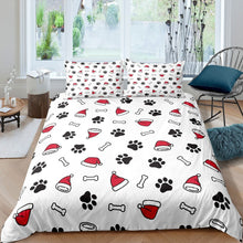 Load image into Gallery viewer, Cute Dog Paw Printed Comforter Cover Pet Dog Pattern Bedding Set for Boys Girls Children Animal Christmas Themed Duvet Cover Bedspread Cover Dog Lover's Gift With Pillowcase US Twin Full Queen King Size Quilt Cover 2/3Pcs