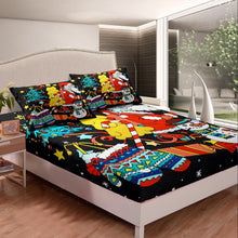 Load image into Gallery viewer, Christmas Bed Sheet Set for Kids Boys Girls Santa Claus Printing Fitted Sheet Snowman Bedding Set New Year Bed Cover Holiday Gifts Child Teen Bedroom Decor 2/3Pcs Bed Cover Twin Full Twin XL Queen Size