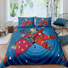 Load image into Gallery viewer, Santa Claus Comforter Cover Set Christmas Theme Ripple Blue Circle Dot Duvet Cover Bedding Set New Year Bedspread Cover Gift for Kids Boys Girls Teens Bedroom Decor 2/3Pcs Bedcloths Twin