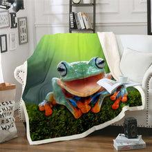 Load image into Gallery viewer, Frog Fleece Blanket Tropical Amphibian Throw Blanket 3D Animal Theme Sherpa Blanket for Couch Bed Sofa Tropical Rain Forest Nature Theme Fuzzy Blanket Room Decor Plush Blanket