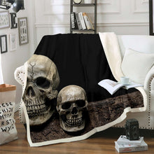 Load image into Gallery viewer, Skull Pattern Sherpa Blanket Halloween Themed Throw Blanket Skeleton Design Fleece Blanket for Couch Bed Sofa Bedroom Decor Grunge Gothic Bones Style Fuzzy Blanket