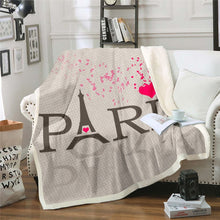 Load image into Gallery viewer, Eiffel Tower Sherpa Blanket Chic Paris Theme Fleece Blanket French Cityscape Printed Throw Blanket for Couch Bed Sofa Retro French Style Fuzzy Blanket Ultra Soft Room Decor