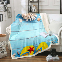Load image into Gallery viewer, Hawaiian Beach Throw Blanket Beach Starfish Fleece Blanket for Couch Bed Sofa Ocean Marine Themed Sherpa Blanket Breathable Sea Creatures Fuzzy Blanket Room Decor Blanket