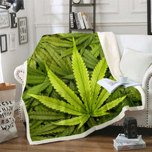 Load image into Gallery viewer, Marijuana Leaf Throw Blanket Cannabis Leaves Fleece Blanket for Couch Bed Sofa Men Marijuana Weed Leaf Printed Sherpa Blanket Green Nature Fuzzy Blanket Room Decor