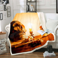 Load image into Gallery viewer, Skull Pattern Throw Blanket for Couch Bed Sofa Halloween Themed Fleece Blanket Skeleton Design Sherpa Blanket Room Decor Retro Gothic Bones Style Fuzzy Blanket Warm Flannel Balnket
