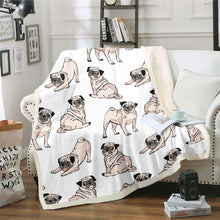 Load image into Gallery viewer, Dog Printed Sherpa Blanket Cute Pug Dog Throw Blanket for Couch Bed Sofa Animal Theme Decor Fleece Blanket Cartoon Pet Dog Pattern Fuzzy Blanket
