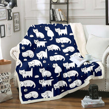 Load image into Gallery viewer, Cat Sherpa Blanket Cute Kitten Print Throw Blanket for Couch Bed Sofa Pet Cats Pattern Decor Fleece Blanket Cartoon Lovely Animal Theme Fuzzy Blanket