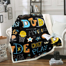 Load image into Gallery viewer, Boys Throw Blanket for Couch Bed Sofa Basketball Fleece Blanket Sports Theme Sherpa Blanket Room Decor Cartoon Basketball Graffiti Pattern Fuzzy Blanket Warm Flannel Balnket