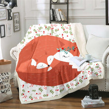Load image into Gallery viewer, Fox Sherpa Blanket Cute Wild Animal Theme Throw Blanket Cartoon Red Foxes Print Fleece Blanket for Couch Bed Sofa Room Decor Lightweight Nature Wildlife Pattern Fuzzy Blanket