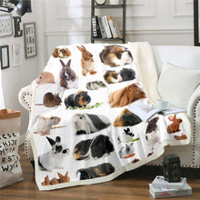 Load image into Gallery viewer, Guinea Pig Sherpa Blanket Cute Cavy Throw Blanket for Couch Bed Sofa Cute Pet Animal Theme Fleece Blanket Ultra Soft Lovely Mouse Rabbit Decor Fuzzy Blanket