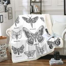 Load image into Gallery viewer, Moth Throw Blanket Flying Insects Pattern Fleece Blanket for Couch Bed Sofa 3D Animal Theme Sherpa Blanket Breathable Gray Moth Pattern Fuzzy Blanket Room Decor Blanket
