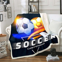 Load image into Gallery viewer, Football Throw Blanket for Couch Bed Sofa Sports Theme Fleece Blanket Soccer Ball Pattern Sherpa Blanket Room Decor America Football Competitive Games Fuzzy Blanket