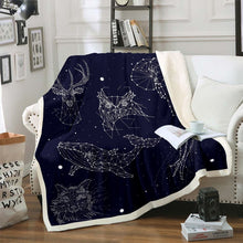 Load image into Gallery viewer, Whale Sherpa Blanket Elephant Deer Jellyfish Wolf Throw Blanket for Couch Bed Sofa Galaxy Fleece Blanket Ultra Soft Starry Sky Constellation Decor Fuzzy Blanket