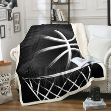 Load image into Gallery viewer, Basketball Fleece Blanket Sports Theme Throw Blanket Basketball Pattern Sherpa Blanket for Couch Bed Sofa Microfiber Black White Abstract Art Fuzzy Blanket Room Decor Plush Blanket