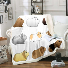 Load image into Gallery viewer, Guinea Pig Sherpa Blanket Cute Cavy Throw Blanket for Couch Bed Sofa Cartoon Animal Theme Fleece Blanket Ultra Soft Lovely Pet Pattern Decor Fuzzy Blanket