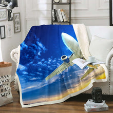 Load image into Gallery viewer, Aircraft Throw Blanket Airplane Print Fleece Blanket for Couch Bed Sofa Aircraft Flying Sherpa Blanket Breathable Sunset Scenery Fuzzy Blanket Flying Plane Travel Room Decor