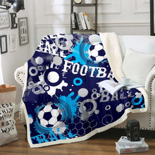 Load image into Gallery viewer, Football Throw Blanket for Couch Bed Sofa Sports Theme Fleece Blanket Soccer Ball Pattern Sherpa Blanket Room Decor Hippie Tie Dye Fuzzy Blanket Warm Flannel Balnket