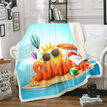 Load image into Gallery viewer, Hawaiian Beach Throw Blanket Ocean Fleece Blanket for Couch Bed Sofa Sea Printed Sherpa Blanket Summer Holiday Vacation Fuzzy Blanket Cute Cartoon Sun Room Decor Blanket