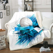 Load image into Gallery viewer, Volleyball Sherpa Blanket Sports Theme Throw Blanket 3D Ball Pattern Fleece Blanket for Couch Bed Sofa Bedroom Decor Volleyball Games Fuzzy Blanket Geometric Stripe