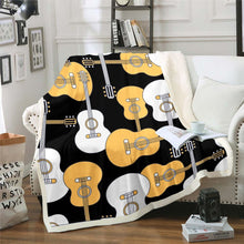 Load image into Gallery viewer, Guitar Print Sherpa Blanket Music Themed Throw Blanket Abstract Musical Pattern Fleece Blanket for Couch Bed Sofa Bedroom Decor Electric Guitar Instruments Print Fuzzy Blanket
