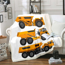 Load image into Gallery viewer, Boys Throw Blanket for Couch Bed Sofa Cartoon Construction Cars Fleece Blanket Decorative Abstract Vehicles Sherpa Blanket Heavy Machinery Construction Vehicle Fuzzy Blanket