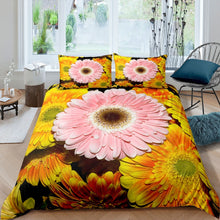 Load image into Gallery viewer, metsweet 3D Flower Comforter Cover Set Blooming Flowers Printed Duvet Cover with Zipper Ties Botanical Plant Floral Printed Bedding Set for Kids Girls 2/3 Pcs With Pillowcase